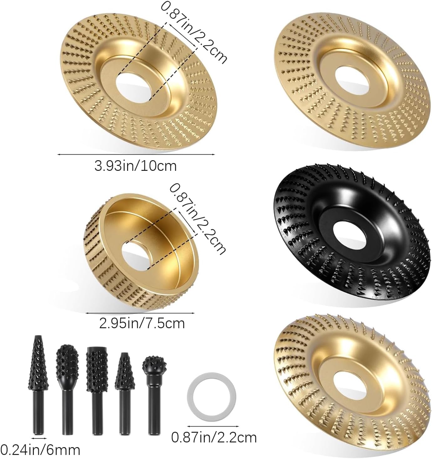 Set 10 Discos Molienda Madera 4-4.5pulg Eje 5/8