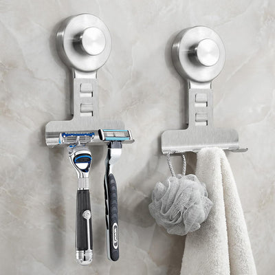 Soporte maquinilla ventosa ducha con ganchos reutilizables