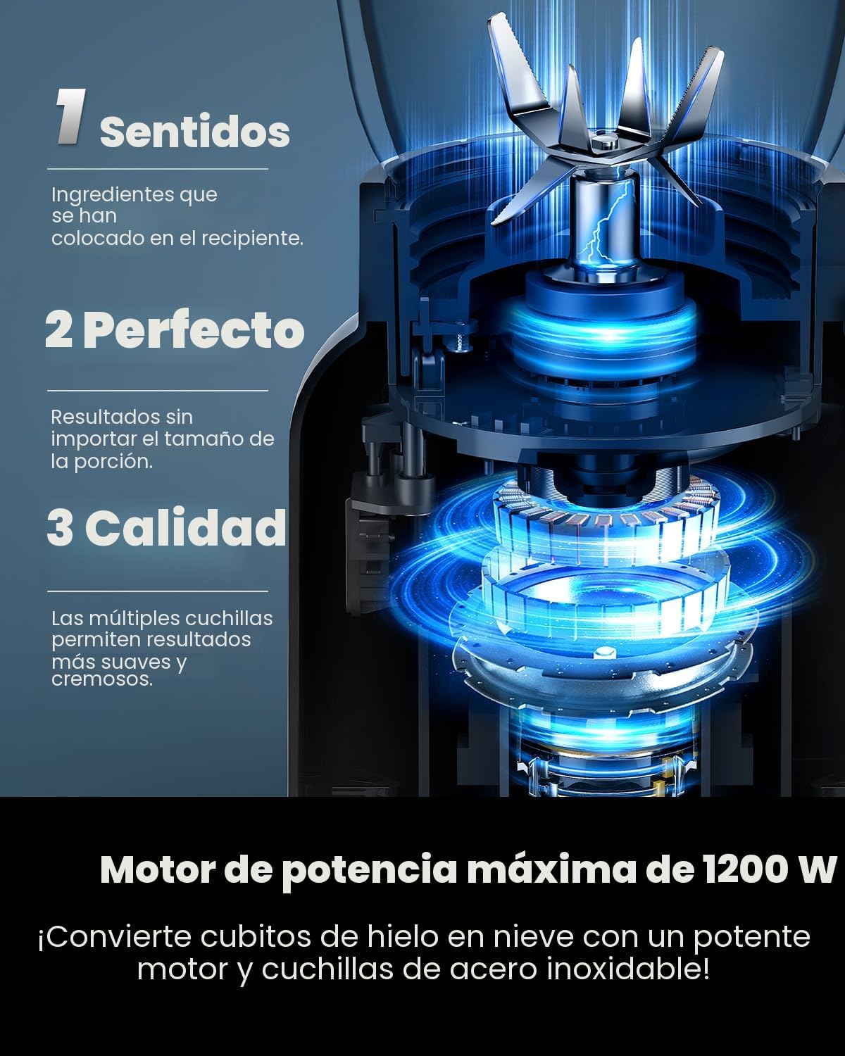 Licuadora 1200W 5 funciones vidrio 52oz taza