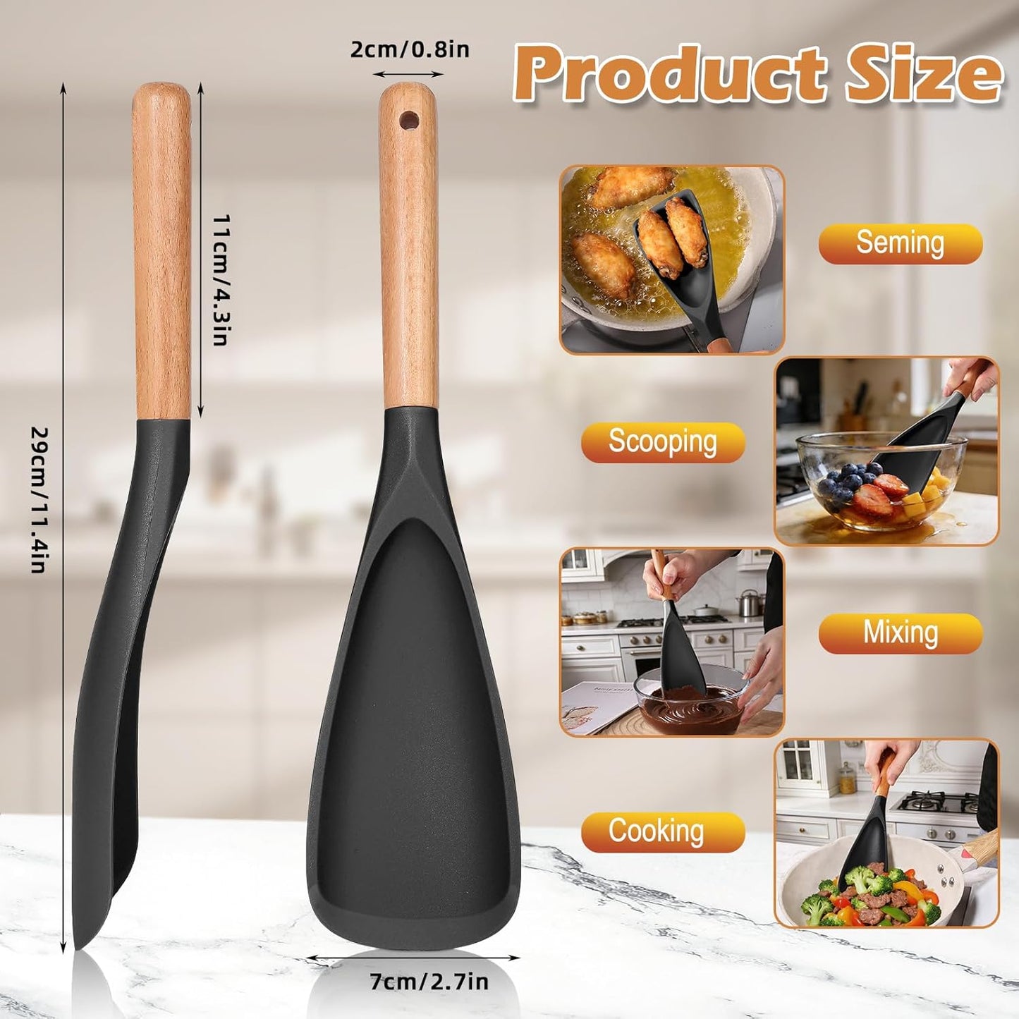 Cucharas silicona multifuncionales para cocina hornear servir