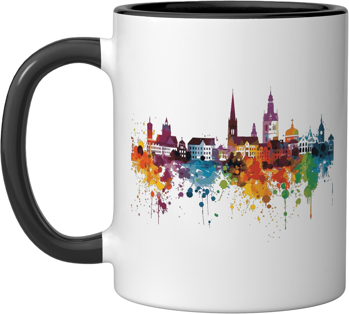 Taza cerámica Cottbus negra/blanca