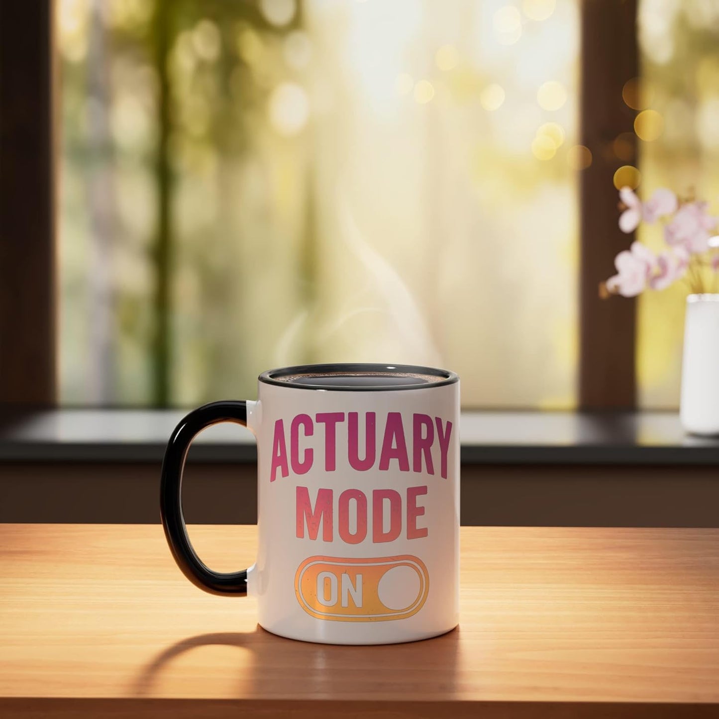 Taza cerámica Actuary negra/blanca
