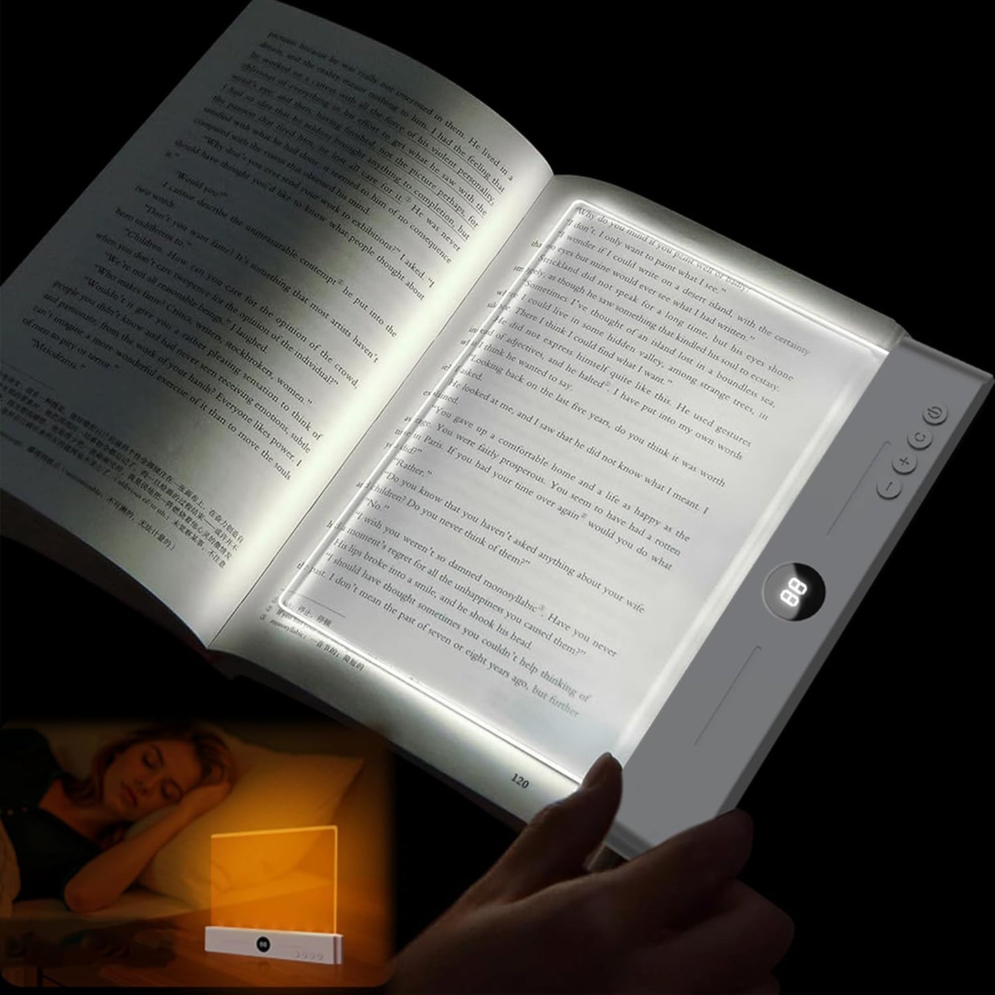 Luz LED 2en1 para libros nocturna recargable USB 3 colores