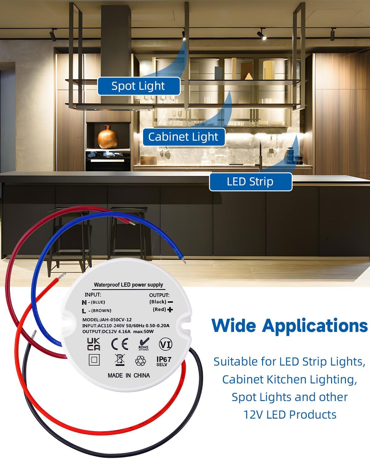 Controlador LED 12V 50W Fuente Alimentación IP67