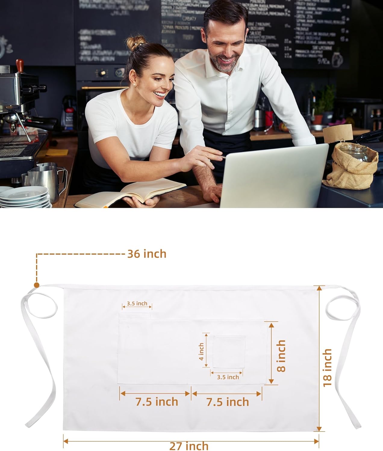 Delantal unisex Xeoxarel con 4 bolsillos para chef