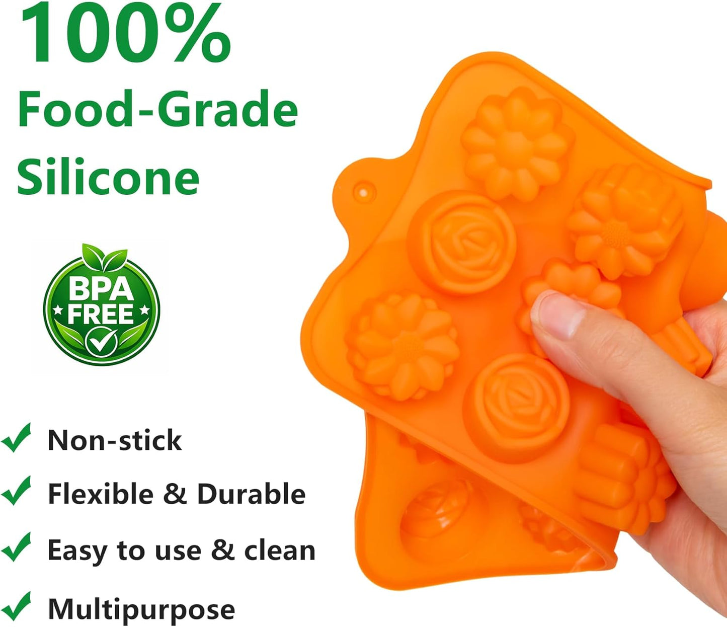 6 Moldes Silicona Alimenticio Antiadherente para Chocolate y Dulces