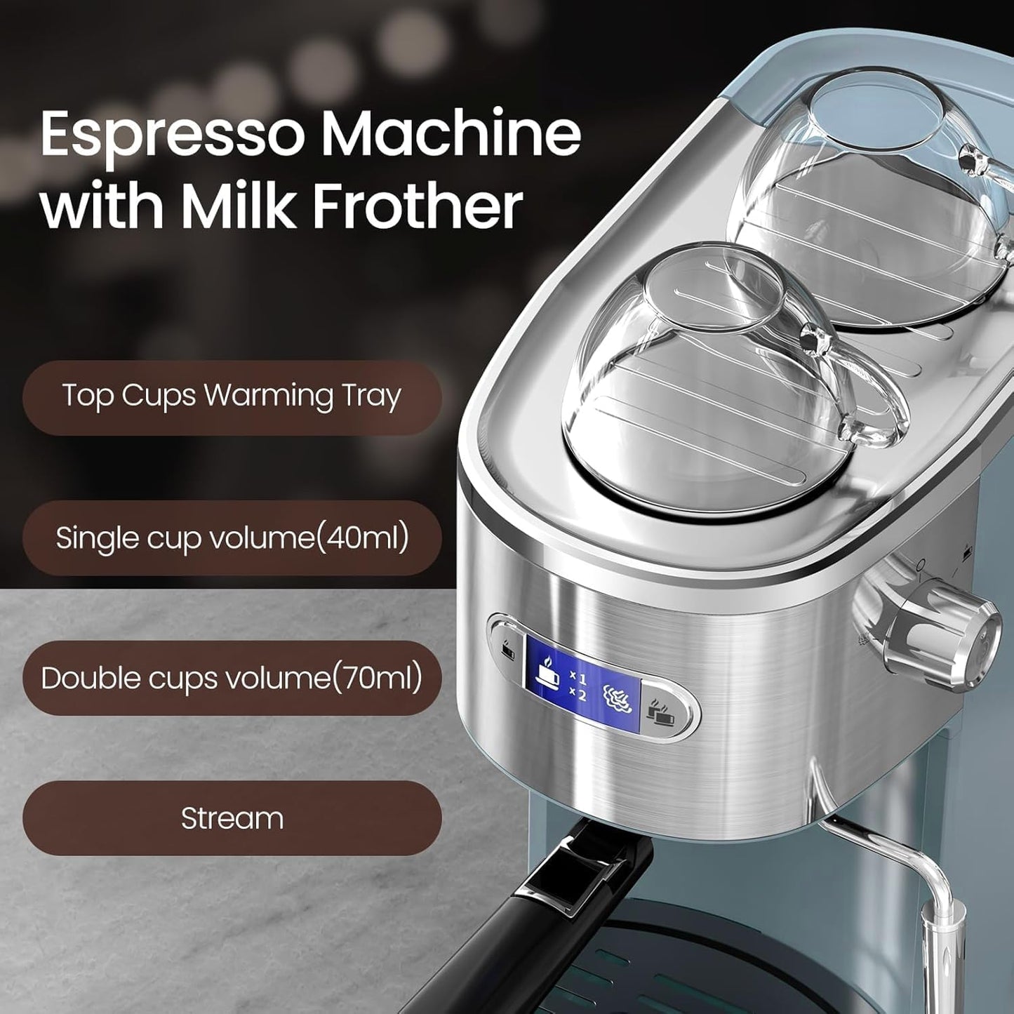 Máquina Espresso 20 Bar Espumador Leche Tanque 40oz