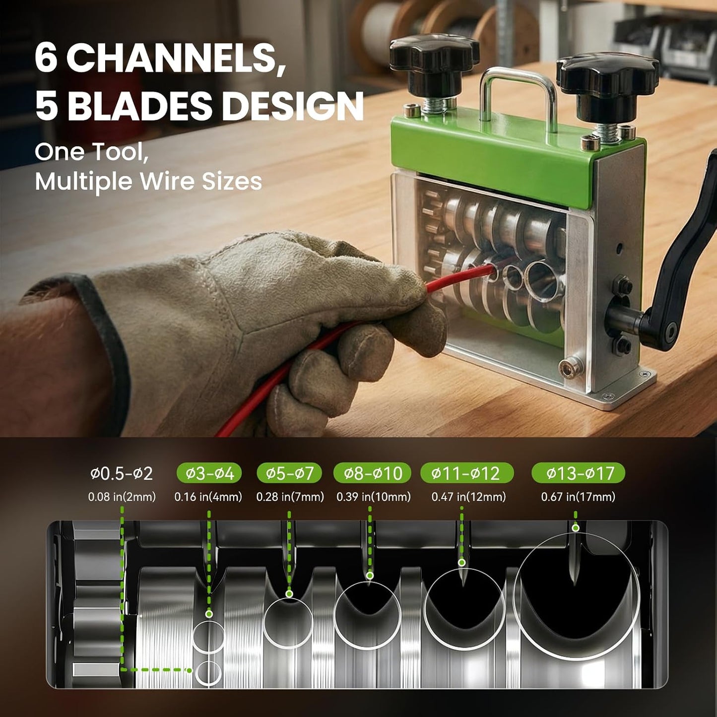 Máquina peladora manual de cables 6 canales 5 cuchillas