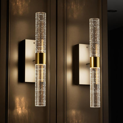 2 Apliques Pared Cristal RGB Negro Dorado Control Remoto