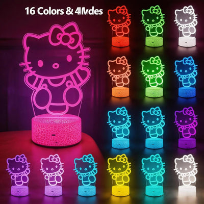 Luz Nocturna Gato Anime 16 Colores Control Remoto