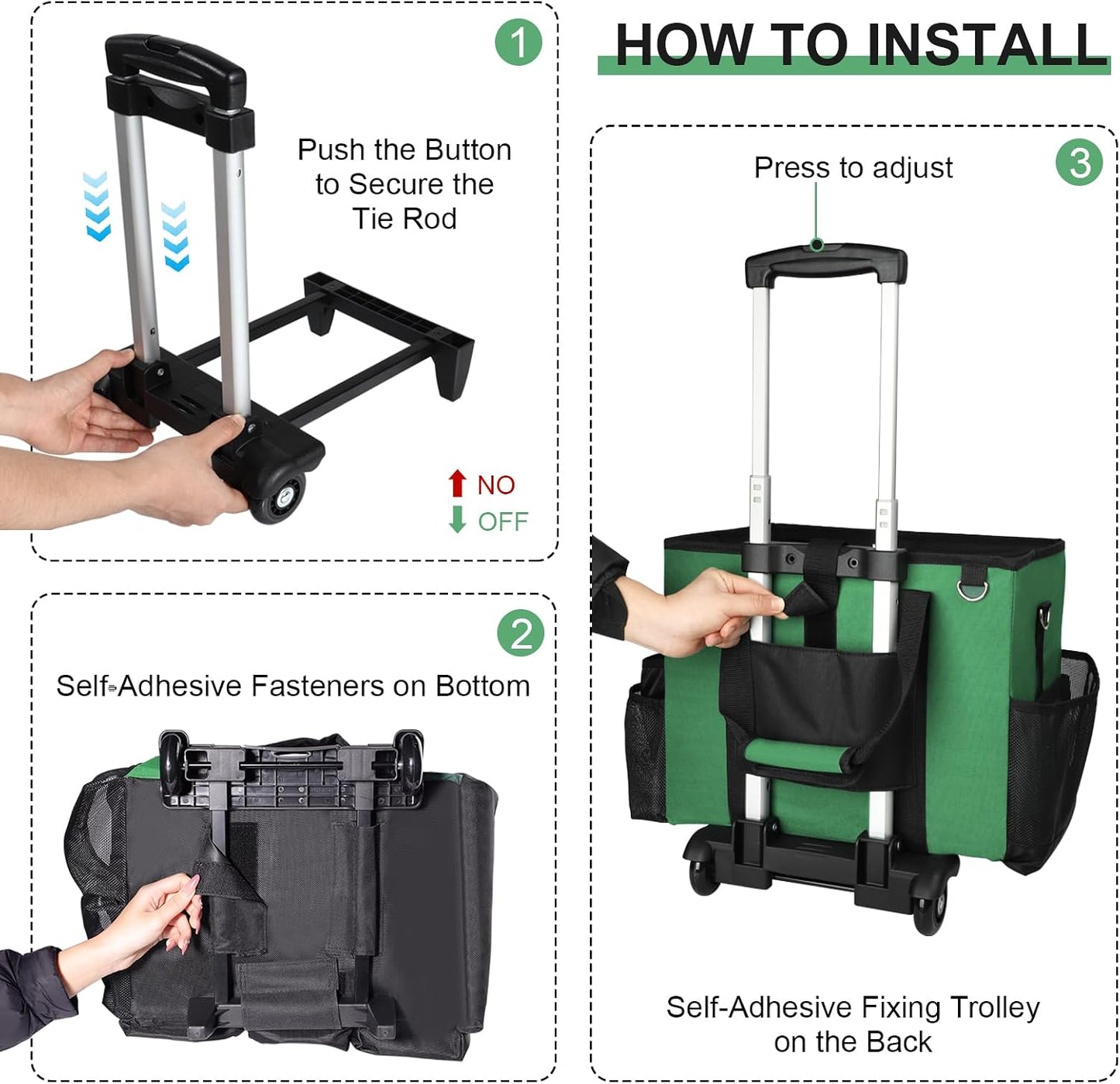 Bolsa limpieza con ruedas y carro desmontable para hogar y auto