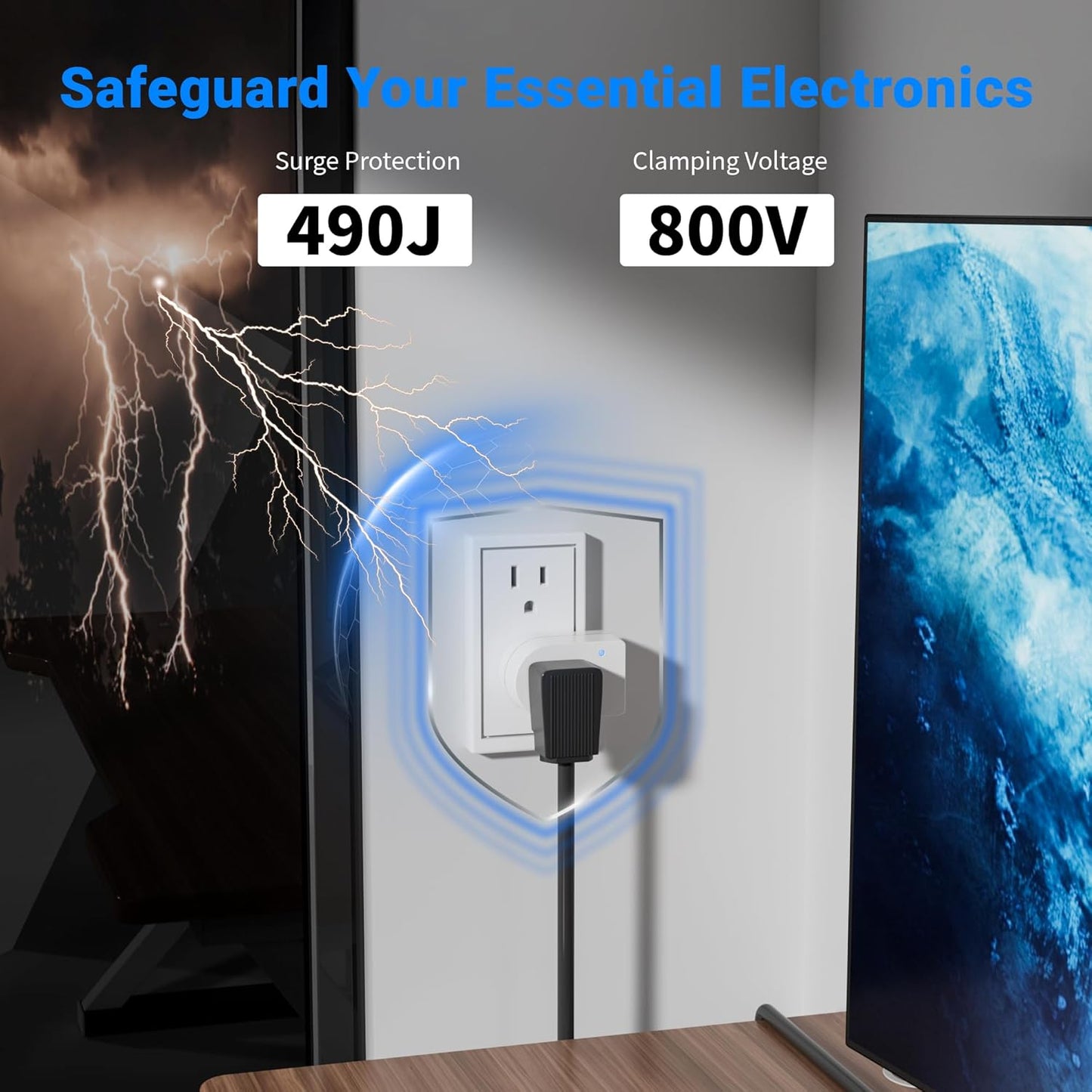 Extensor enchufe pared con protector sobretensiones 15A/125V