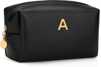 Bolsa maquillaje piel sintética impermeable viaje negro