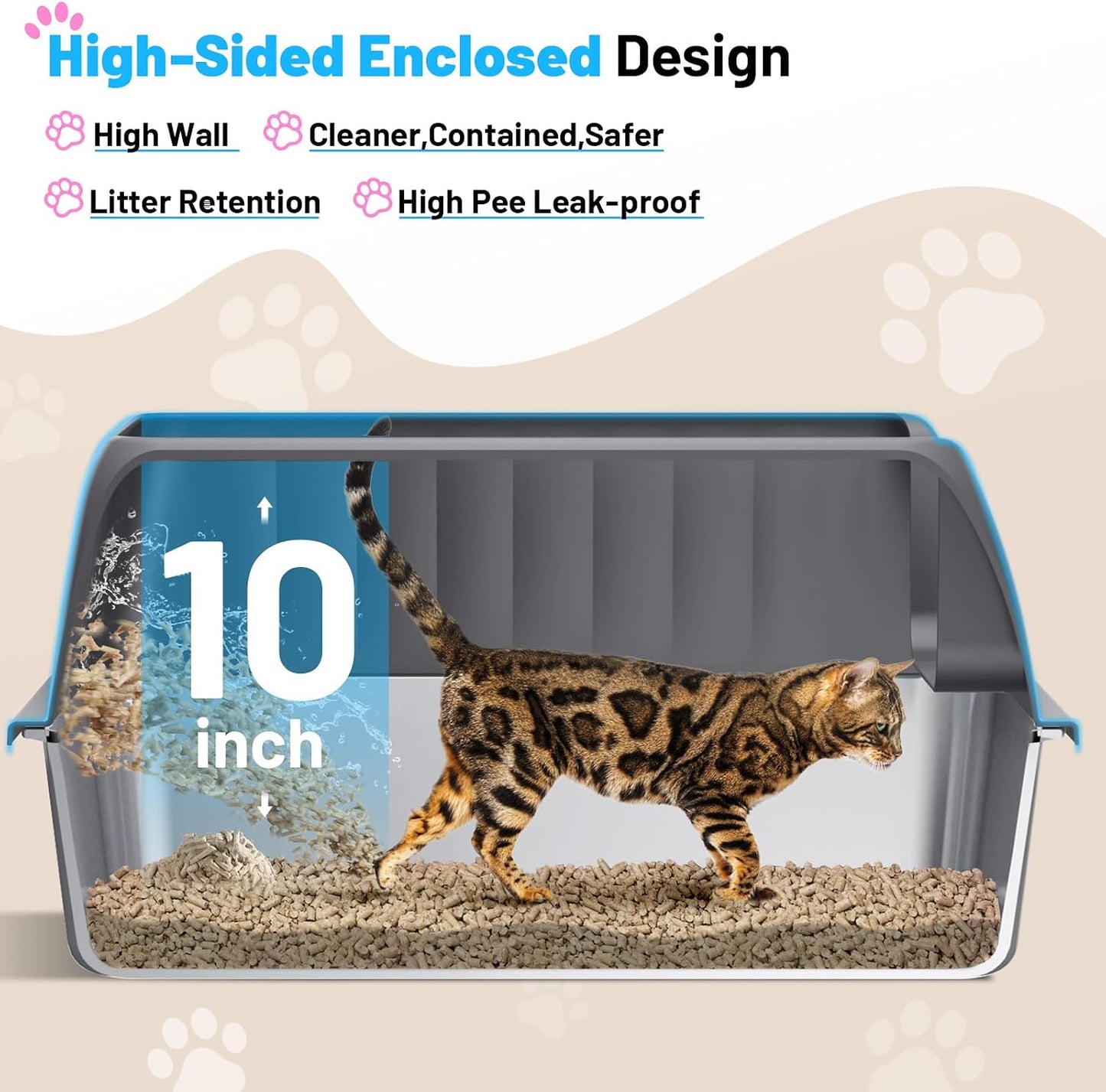Caja arena acero inox gatos con tapa antiadherente