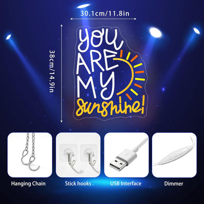Letrero LED neon You Are My Sunshine para decorar dormitorio sala
