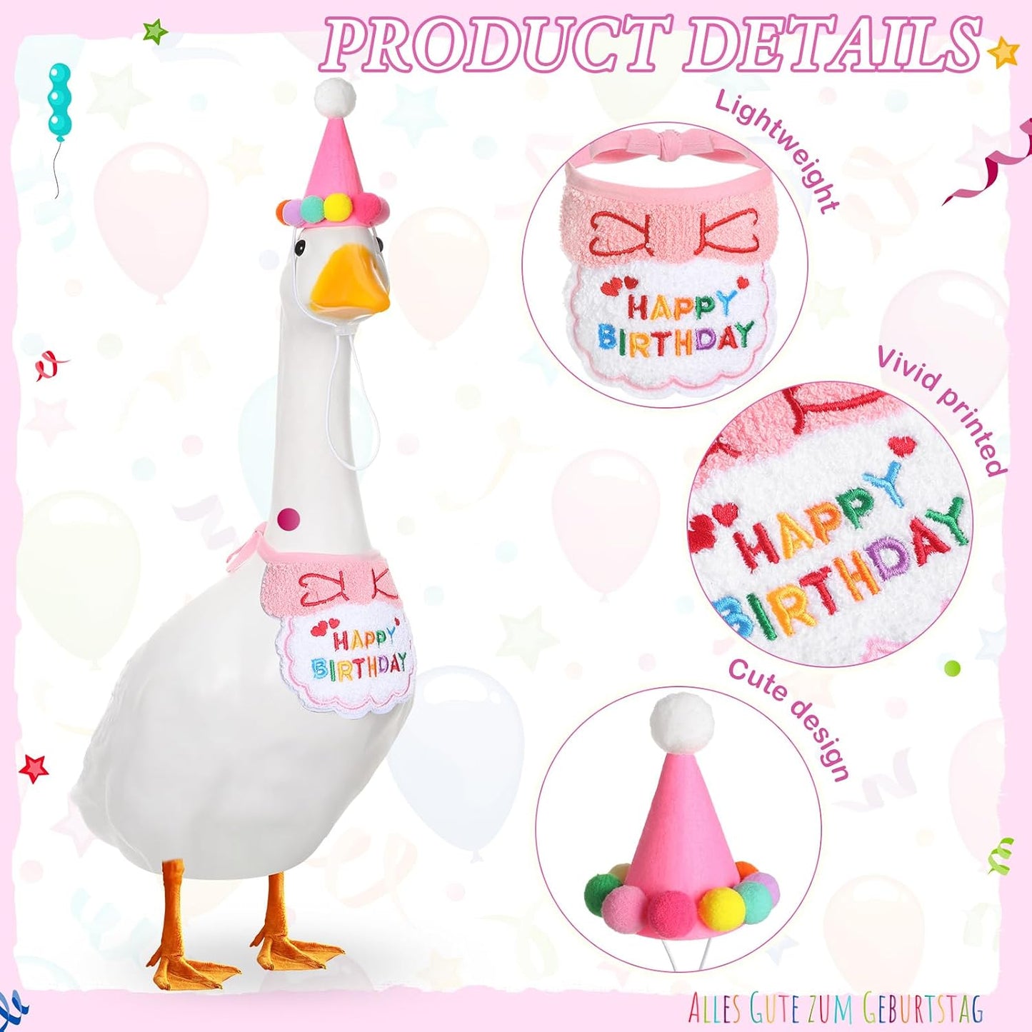 Disfraz ganso cumpleaños sombrero bandana 17pulg rosa