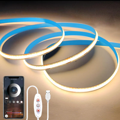Tira LED COB USB 5V 3.3pies ancho 0.315pulg blanca regulable