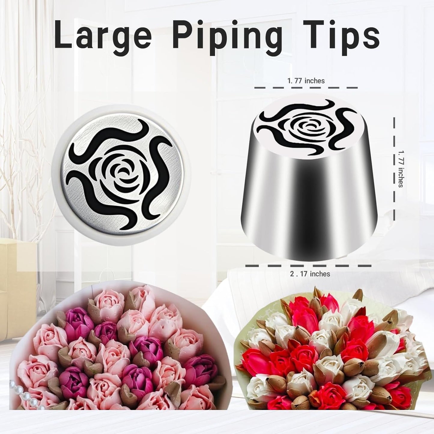Puntas de tubería rusas grandes de acero inoxidable para decorar pasteles y galletas