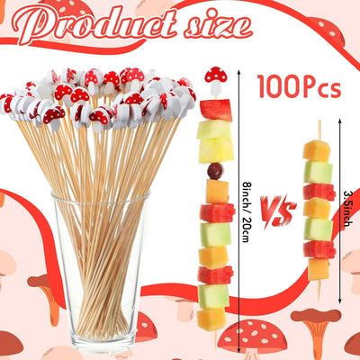 Palillos de cóctel de hongos 8 pulgadas para aperitivos y decoración