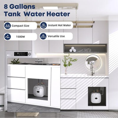 Calentador agua eléctrico 8gal 1500W 110V compacto