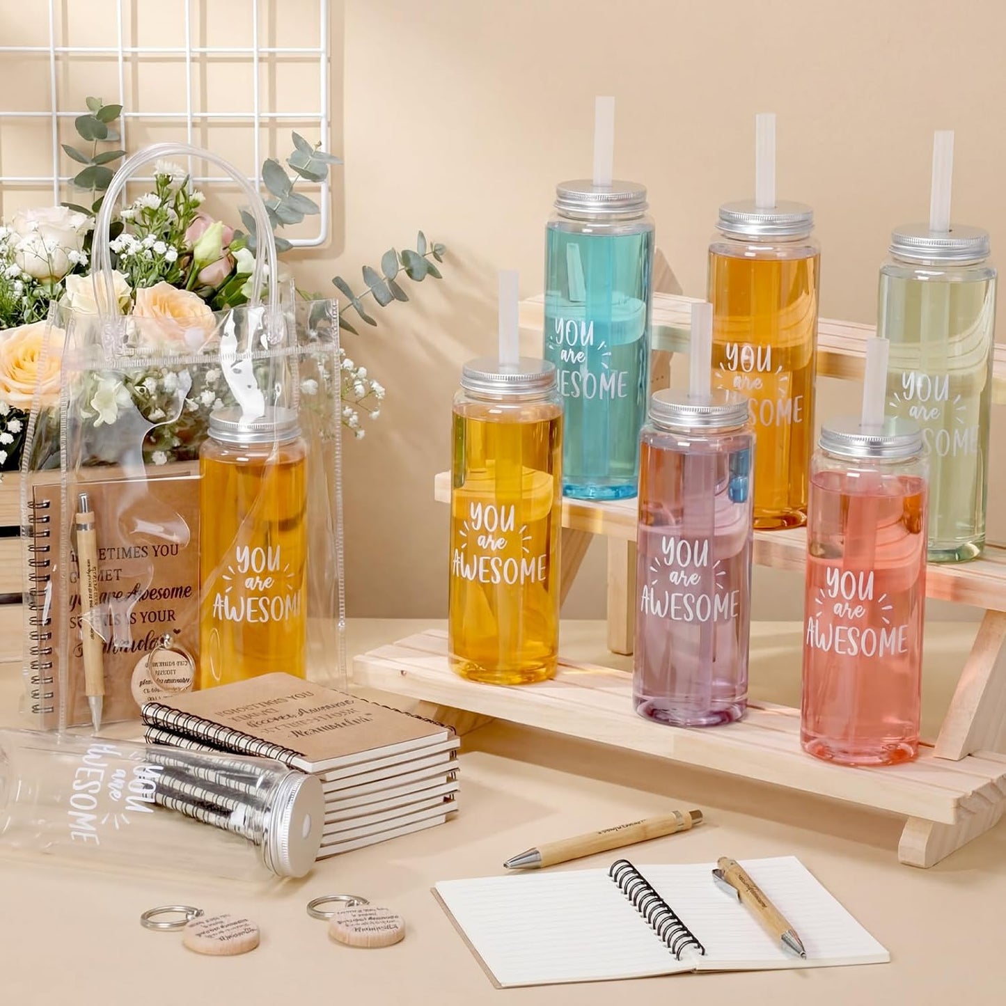 Set 120 Regalos para Empleados Vasos 17oz Cuadernos
