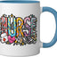 Taza cerámica para enfermeras de falla cardíaca en día de la enfermera azul/blanco