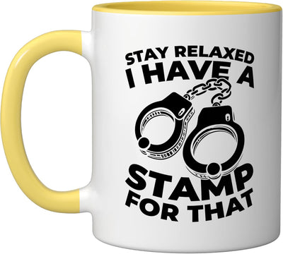 Taza Cerámica Oficial Aduanas Amarillo/Blanco