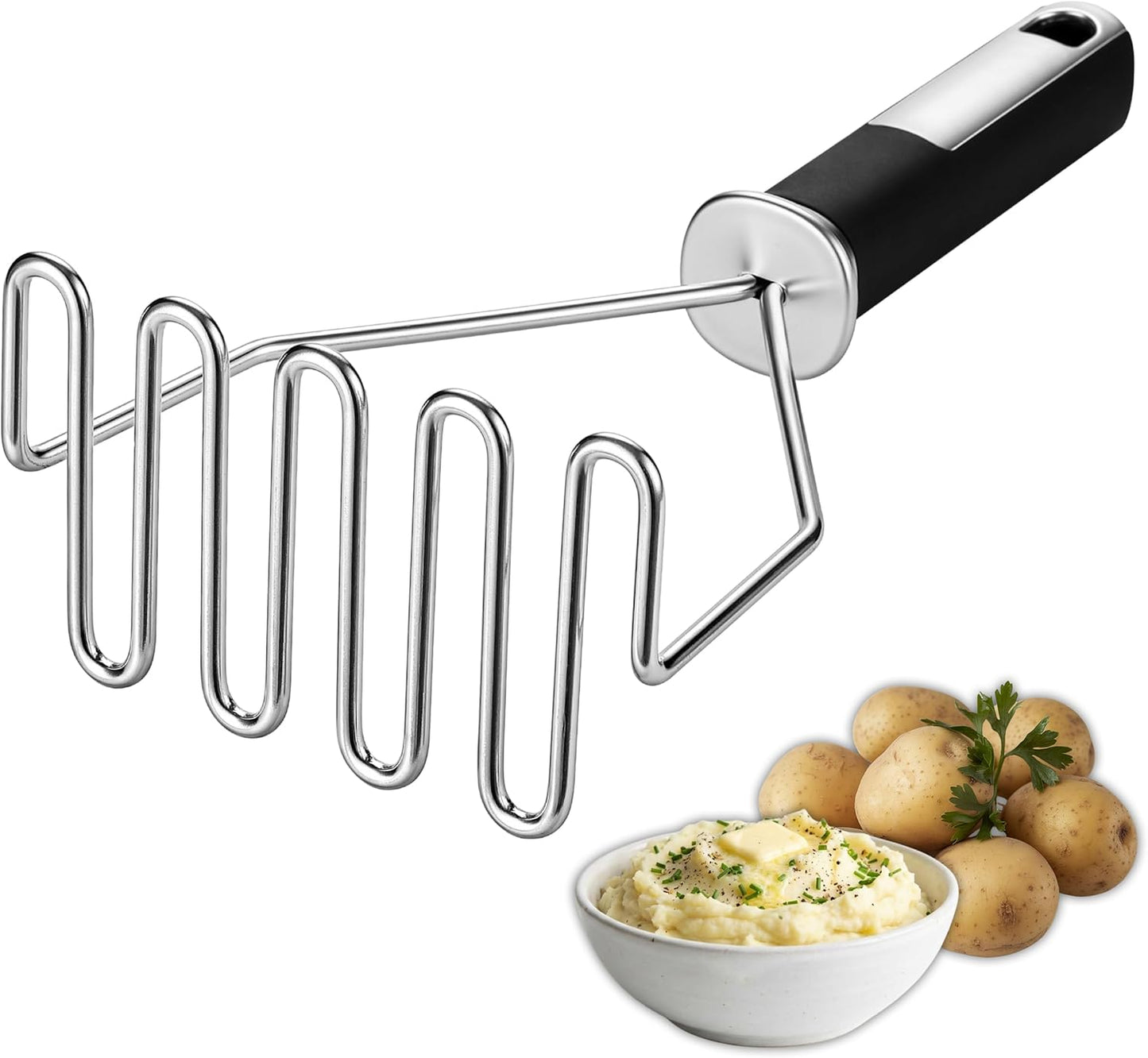 Triturador de patatas de acero inoxidable para puré y frutas
