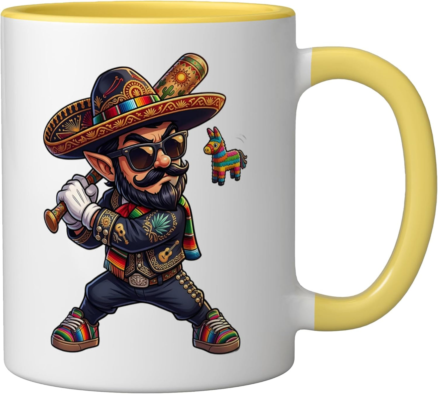 Taza Cerámica Niño Cinco De Mayo Béisbol Mariachi Amarillo