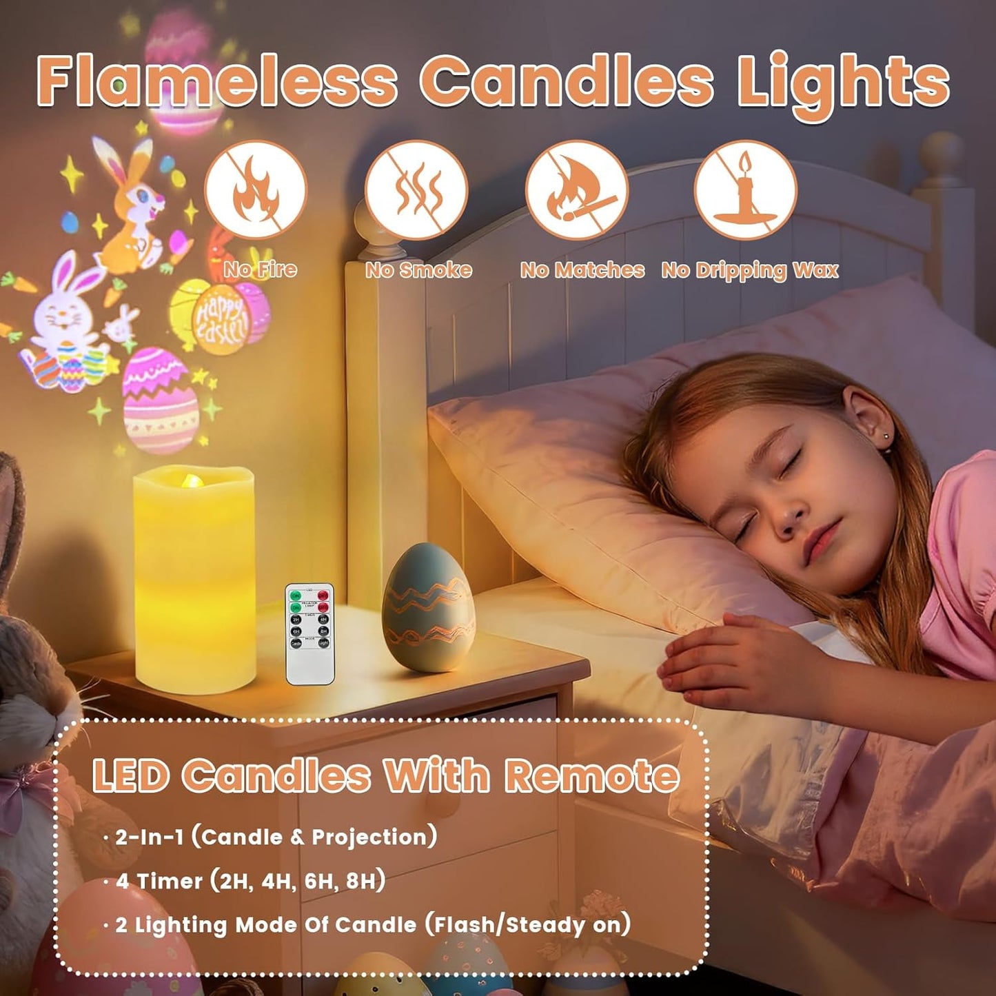 Proyector velas LED sin llama con control remoto y temporizador