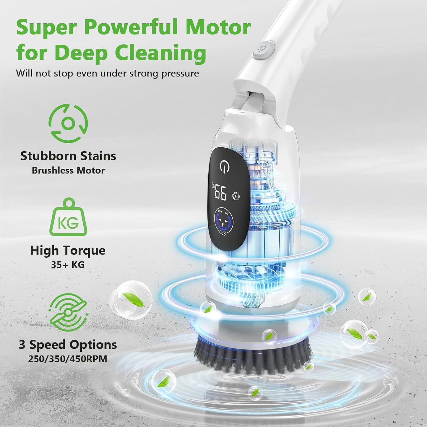 Limpiador baño inalámbrico 3h LED 8 cabezales IPX7