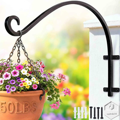 Soporte plantas colgantes 50lb ganchos metal negro 16pulg