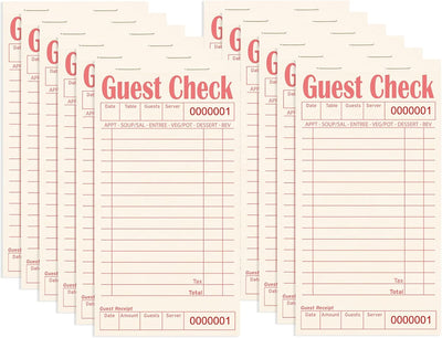 Libros de cheques de invitados para servidores paquete de 12 600 hojas papel natural
