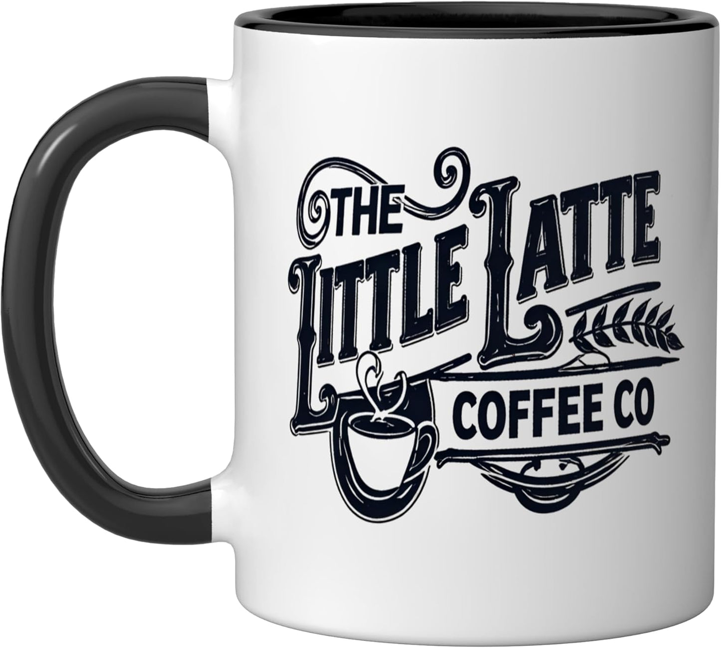 Taza Cerámica Café Estilo Retro Negro/Blanco