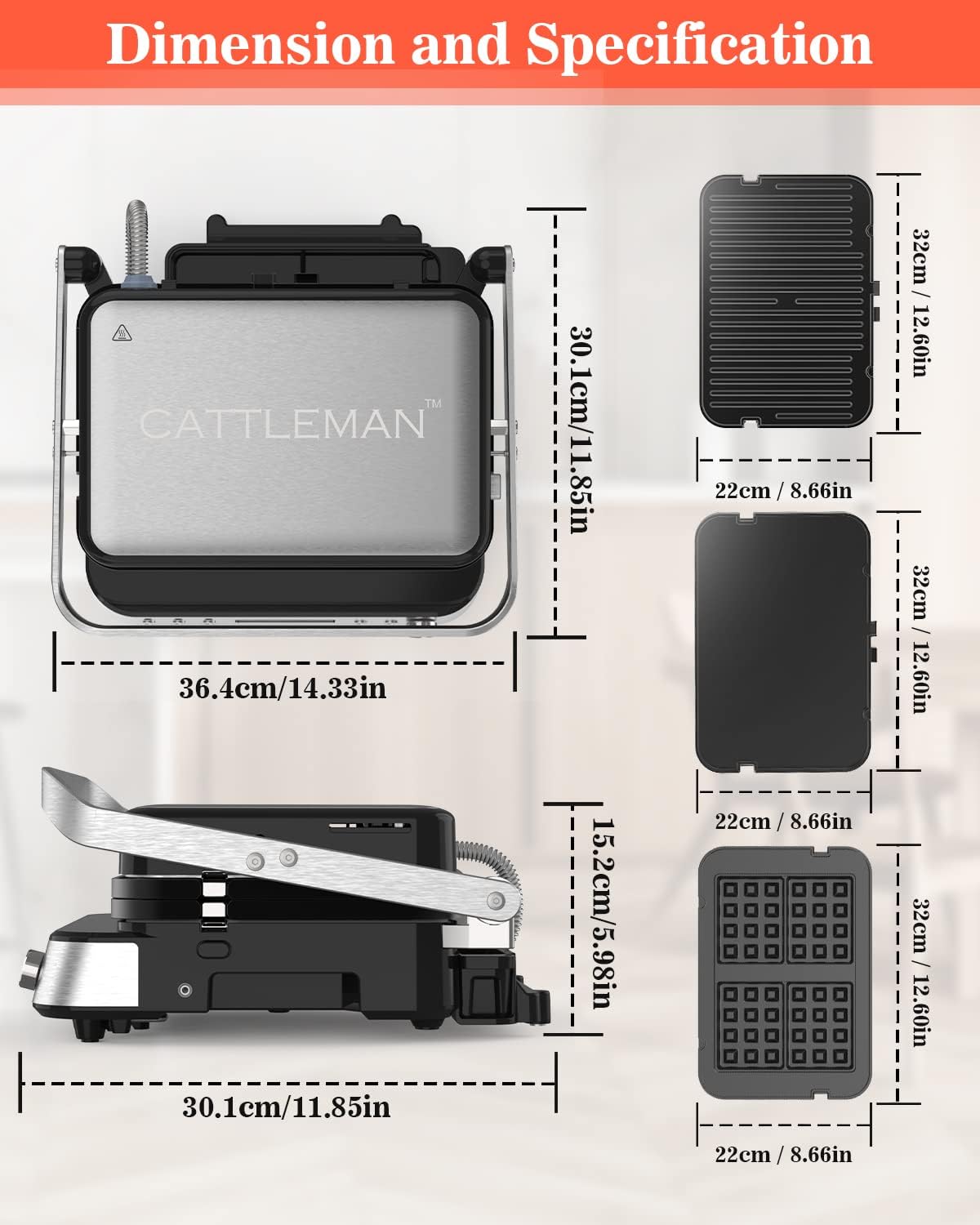6pulg Panini Press con Filtro Aceite y Fritadora