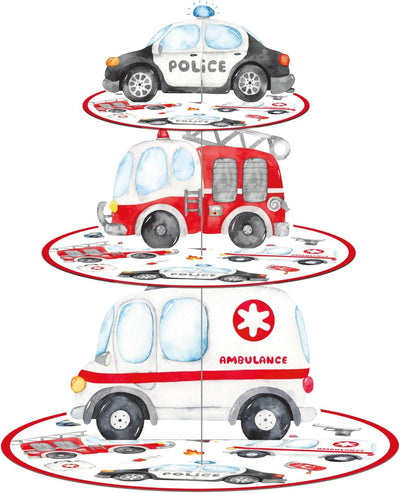 Soporte de emergencia para cupcakes 3 niveles camión bomberos ambulancia