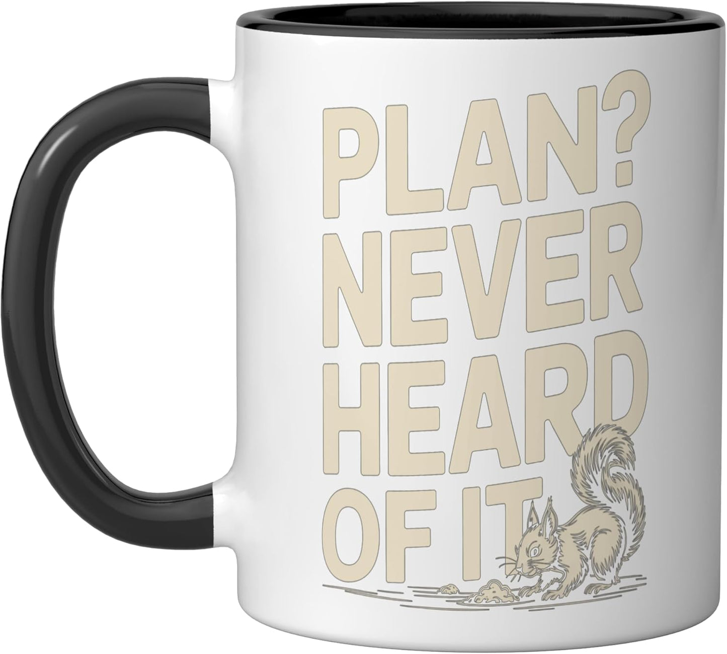 Taza cerámica de ardilla caótica negra/blanca