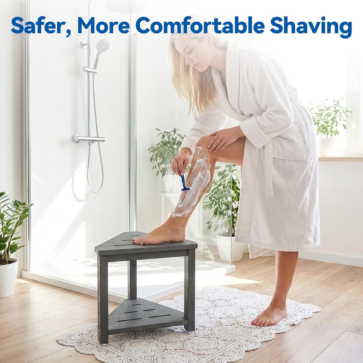 Taburete ducha 14pulg con almacenamiento resistente agua