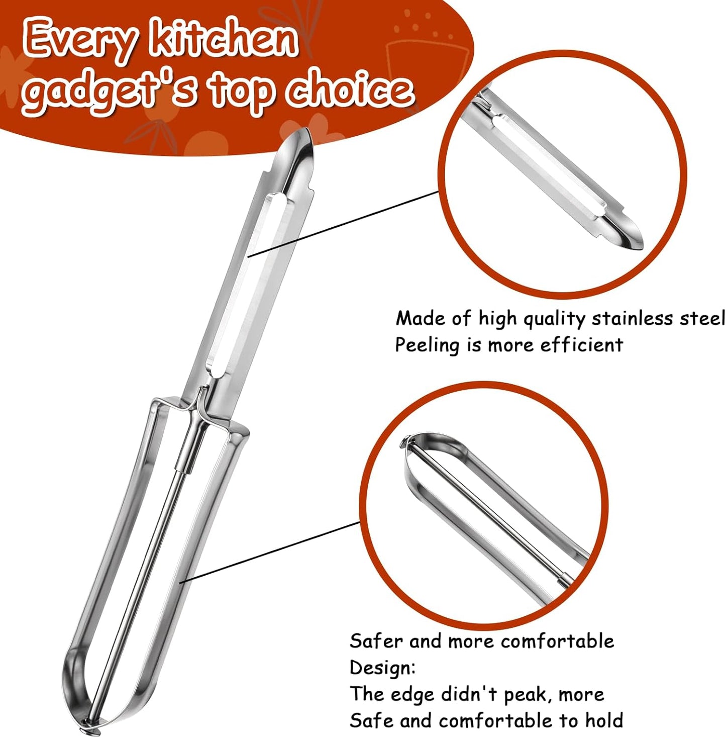3 Peladores Acero Inox Multifunción Verduras Frutas