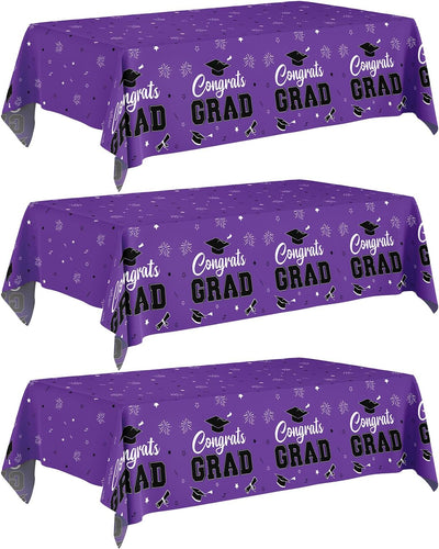 Mantel de graduación 2026 paquete de 3 morado 54x108 pulgadas