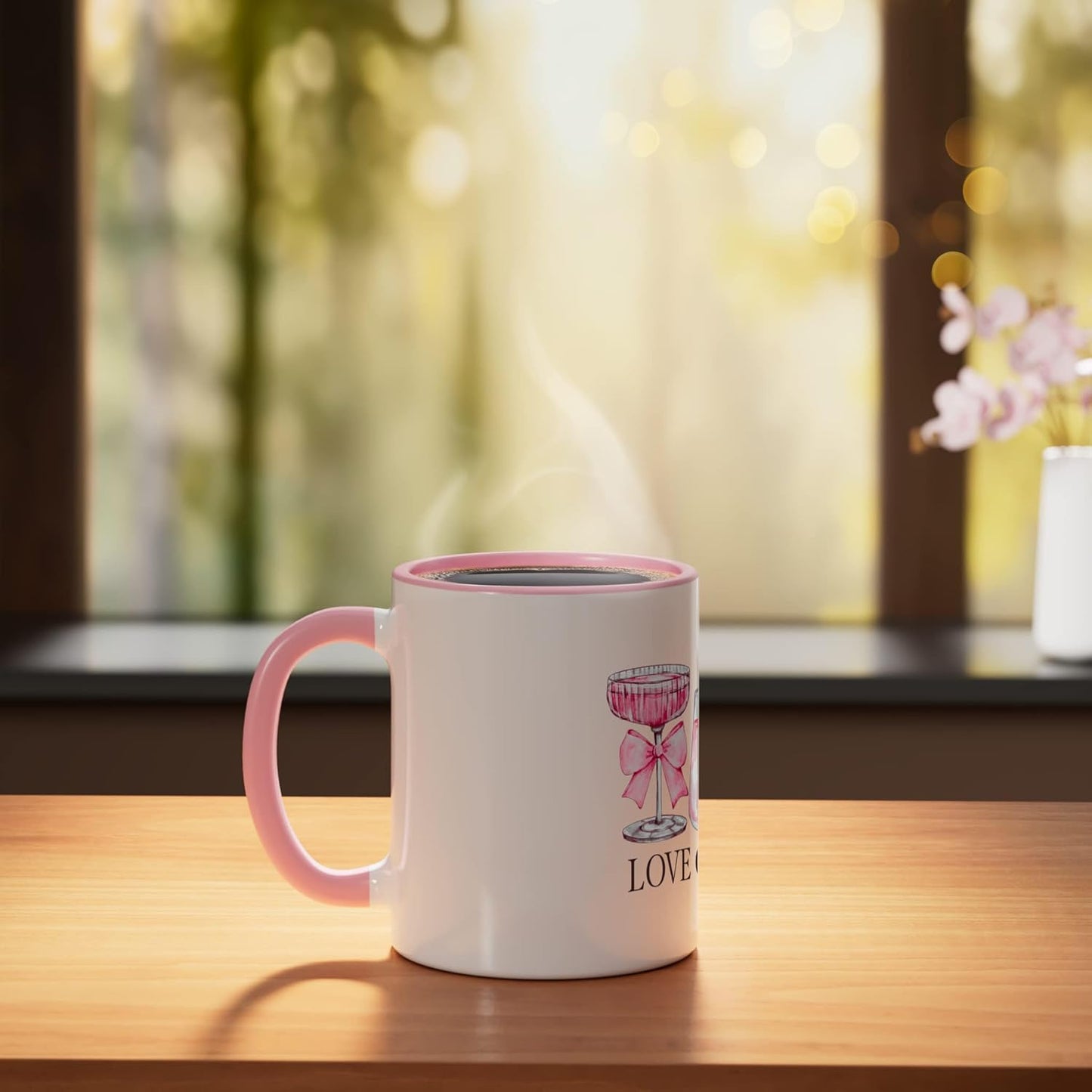 Taza Cerámica Rosa y Blanca Love on the Rocks