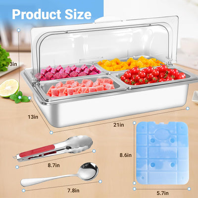 Servidor Bufé Acero Inox Con Cubierta Transparente 4 Bandejas
