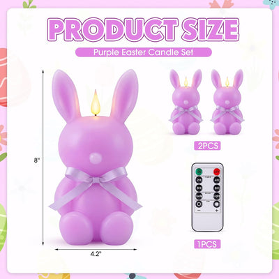 2 Velas LED Conejo Pascua 8pulg Con Control Remoto