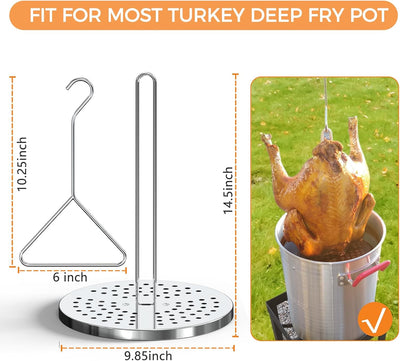 Kit soporte freidora pavo acero inox con gancho y base perforada