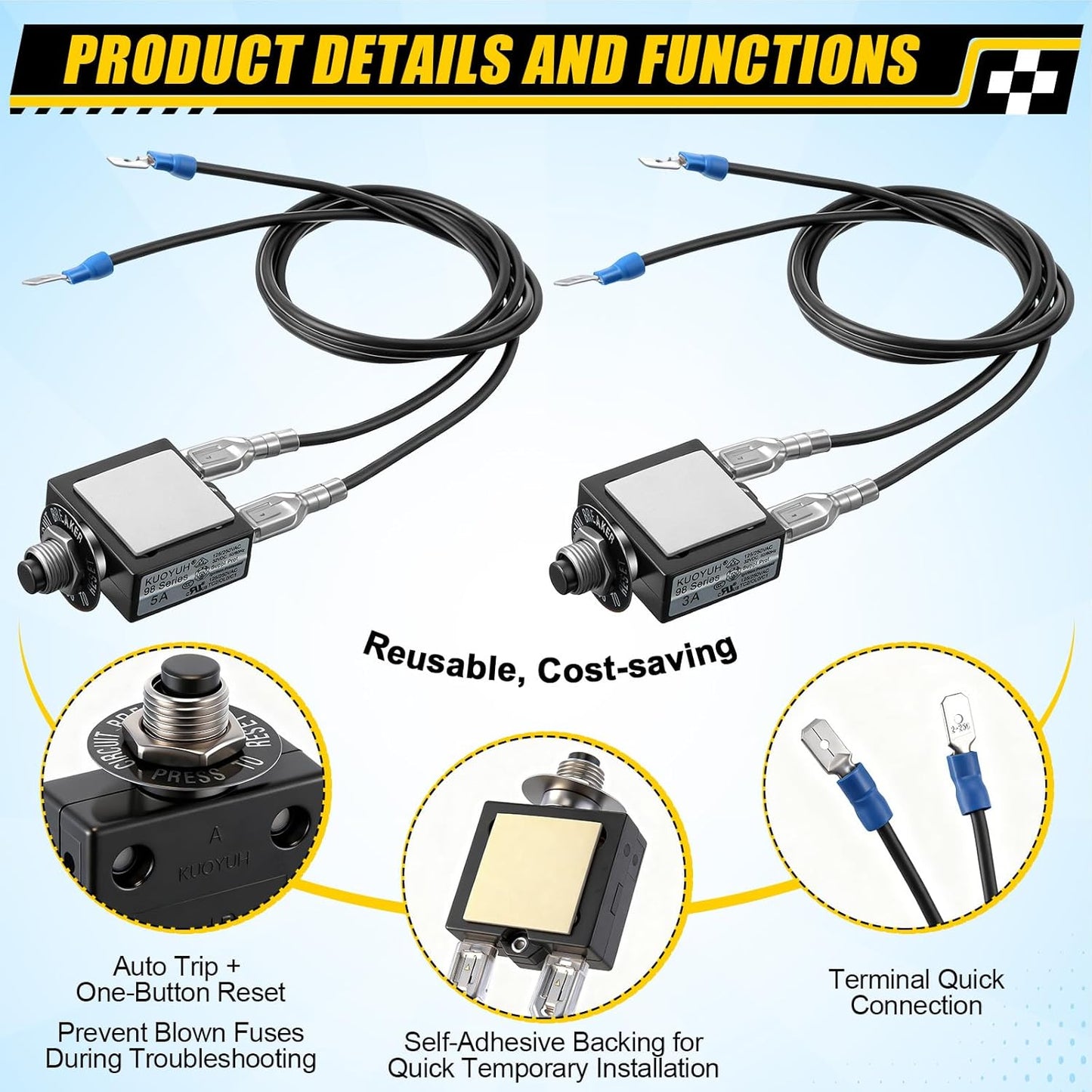 Kit fusibles HVAC 3A 5A probador circuito 24V