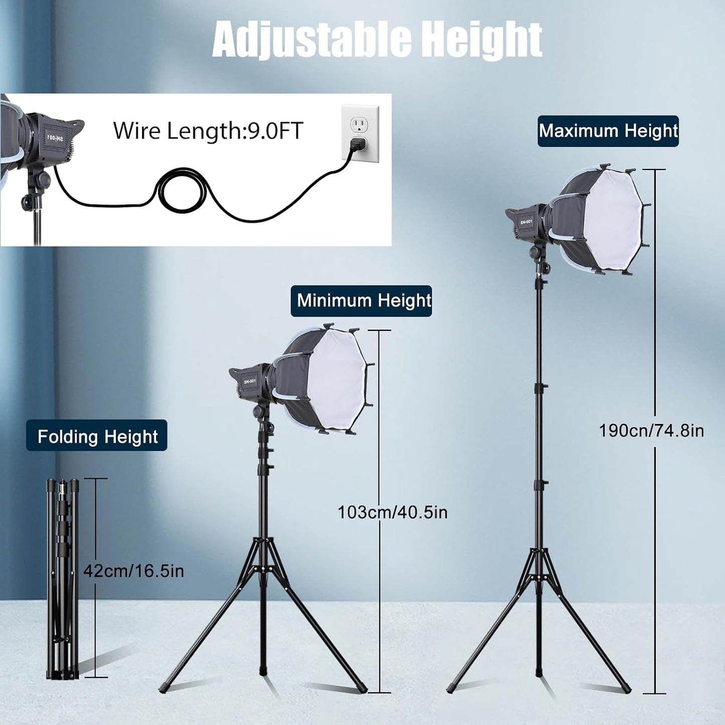 Softbox 11.8pulg Bowens con soporte luz video 3000-6500K