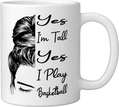 Taza cerámica para jugador alto de baloncesto blanca