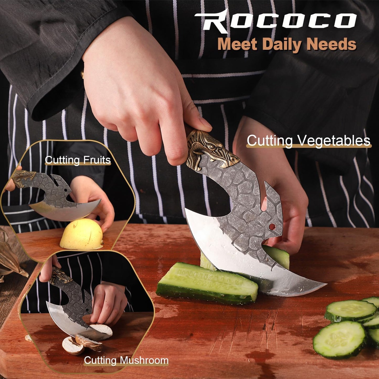 Cortador pizza cuchillo vikinga dragón multiuso cocina barbacoa