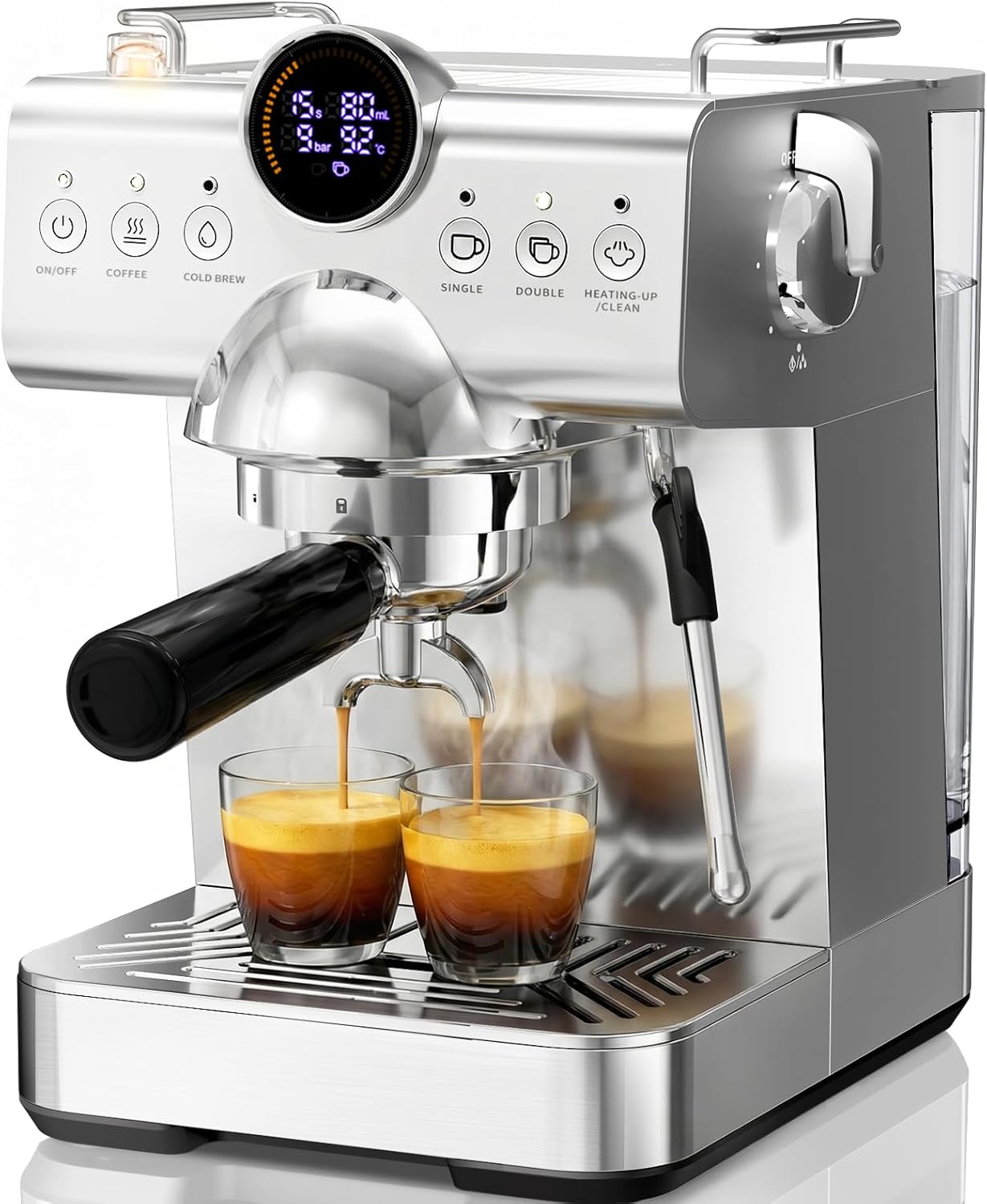 Máquina de café expreso COWSAR con espumador de leche y pantalla LED