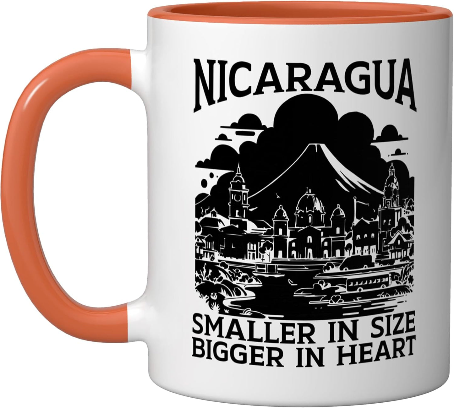 Taza Cerámica Bandera Nicaragua Orgullo Nacional Naranja Blanco